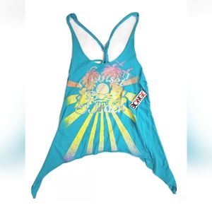 NWT SUNSET BEACH Bongo Tank SWIM Cover Shirt Bling Glitter Racerback Teal
